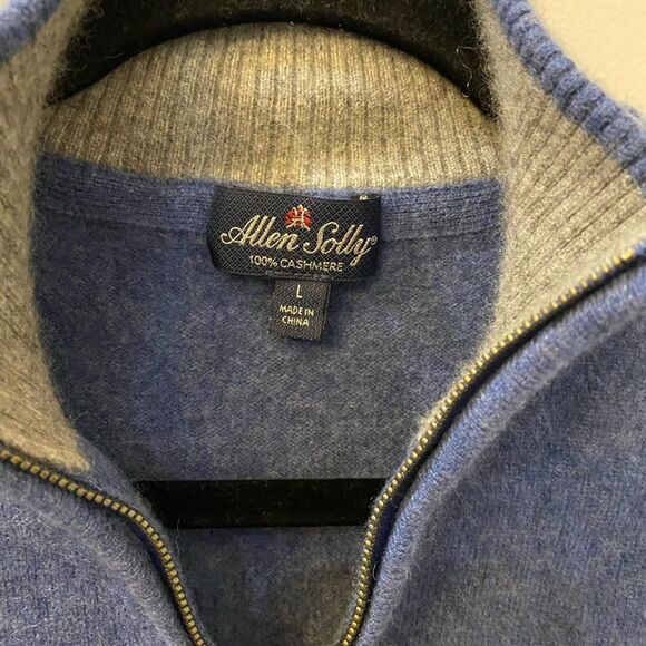 Allen Solly 100% Cashmere Quarter Zip Blue Sweater Women Size L - Picture 3 of 6